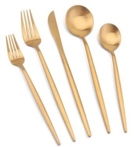 Vanys Matte Gold Flatware 30pc Set, New