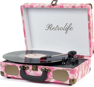 Bluetooth Portable Suitcase Record Player, Powers Up, Appears New