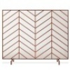 Single Panel Iron Chevron Fireplace Screen w/ Antique Finish - 38x31in