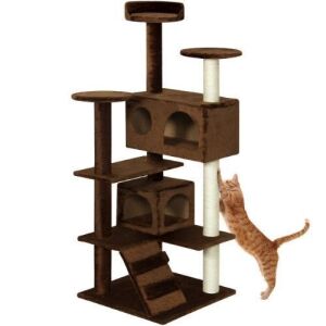 53in Multi-Level Cat Tree Scratcher Condo Tower - Brown