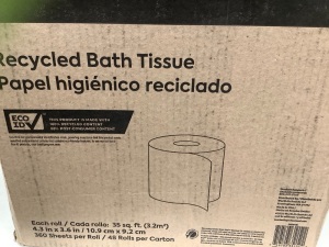 Case of (48) Rolls Recycled Bath Tissue