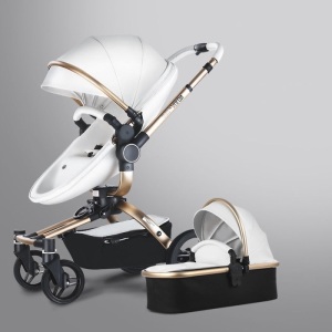 Max Of Aulon Luxury 2-In-1 Baby Stroller with Bassinet Leather 360 Degrees Rotating 