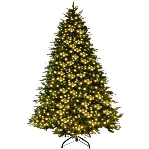 8' Artificial Christmas Tree with LED Lights and Pine Cones