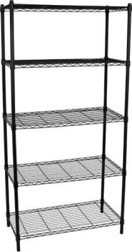 5-Tier Wire Shelving - Flat Black