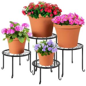 Set of 4 Indoor Outdoor Metal Nesting Plant Stands, Flowerpot Holders 