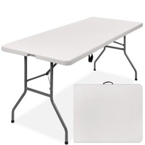 6ft Portable Folding Plastic Dining Table w/ Handle, Lock