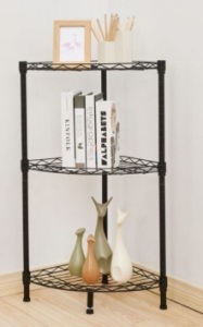 Small 3-Tier Black Corner Wire Shelving, E-Commerce Return/Appears New