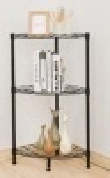 Small 3-Tier Black Corner Wire Shelving, E-Commerce Return/Appears New