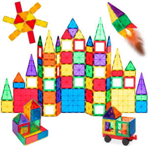 110-Piece Kids Magnetic Tiles STEM Construction Toy Building Blocks Set