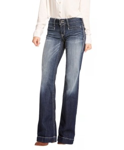 Ariat Mid-Rise Stretch Entwined Wide-Leg Jeans for Ladies - Marine - 32L, New with Tags