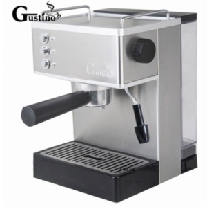 Gustino Semi Automatic Espresson Machine w/ Frother, Stainless Steel, Missing Water Cover Lid, Powers On, E-Commerce Return