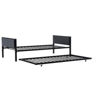 Trundle and Bed Set - Black, Twin Size