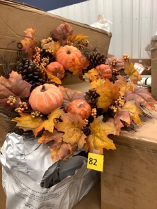 Artificial Fall Wreath, Autumn Thanksgiving Holiday Decoration - 24in