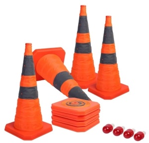 Sunnyglade [4pk] 28" Collapsible Traffic Cones w/ LED Light