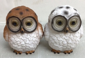 Lot of (2) Solar Owls Garden Lights