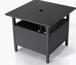 TOOCAPRO Patio Side Table with Umbrella Hole, Black, May Be Missing Hardware