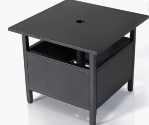 TOOCAPRO Patio Side Table with Umbrella Hole, Black, May Be Missing Hardware