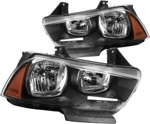 Black Amber Headlights for 11-14 Charger 