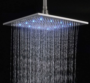 Rozin Replacement LED Changing Color 16-inch Square Rainfall Shower Head, Brushed Nickel