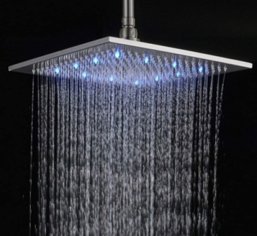Rozin Replacement LED Changing Color 16-inch Square Rainfall Shower Head,&nbsp;Brushed Nickel
