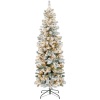 Pre-Lit Snow Flocked Artificial Pencil Christmas Tree