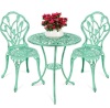 3-Piece Cast Aluminum Patio Bistro Furniture Set. Teal, May Be Missing Hardware