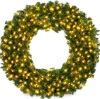 Pre-Lit Artificial Fir Christmas Wreath w/ LED Lights, Plug-In, PVC Tips, 48in