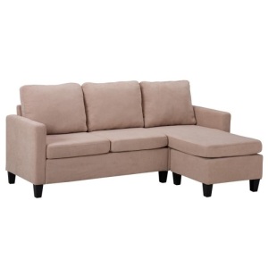 Reversible Sectional Sofa Couch with Reversible Chaise, L-Shaped Couch with Modern Linen Fabric for Small Space (Beige)