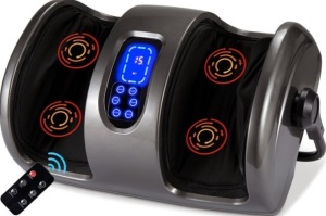 Reflexology Shiatsu Foot Massager w/ High-Intensity Rollers, Remote Control, Gray