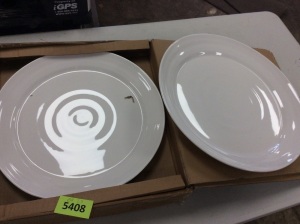 Set of 2 White Plastic Serving Plates