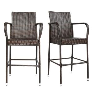 Set of (2) Rattan Dining Stools