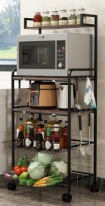 Kitchen Baker's Rack on Wheels, Black