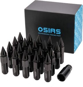 Osias 20-Piece M12x1.5 60MM Racing Lug Nuts with Socket Key - Black Titanium