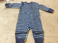 Lot of 24 Packs, Hanes 3&nbsp;Pack Sleep and Play Suits, Blue/Blue Stripe, 0-6 Months