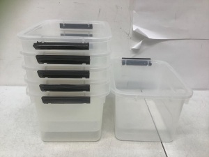 Lot of (6) Storage Boxes - One Missing Latch