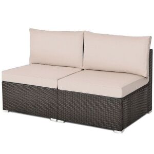 Rattan Patio Sofa with Cushions