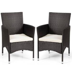 Set of (2) Rattan Cushioned Patio Chairs