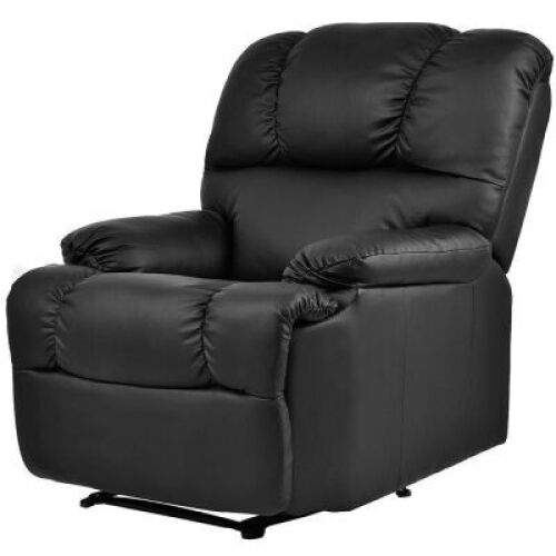 Ergonomic Lounge Chair with Heat and Control - Black