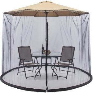 Adjustable Bug Net Accessory for Patio Umbrella w/ Zippered Door - 9ft