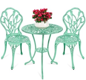 3-Piece Cast Aluminum Patio Bistro Furniture Set