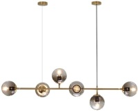 Modo Lighting Mid-Century Modern Ceiling Pendant Chandelier Golden 6 Light Glass Globes - Appears New&nbsp;&nbsp;