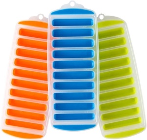 Lot of (3) Silicone Narrow Ice Stick Cube Trays