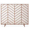 Single Panel Iron Chevron Fireplace Screen w/ Antique Finish