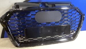 RS3 Style Front Grill for 2017-2019 Audi A3 S3 - Gloss Black