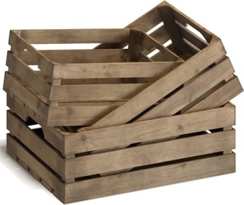 Rustic Wood Nesting Crates with Handles
