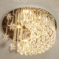Modern K9 Crystal Moon Star Flush Mount&nbsp;Chandelier Lighting - E-Comm Return, Appears New