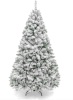 Premium Snow Flocked Artificial Pine Christmas Tree w/ Foldable Metal Base, 6ft
