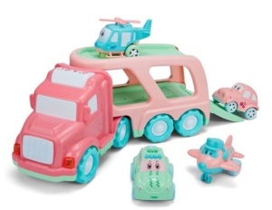 Toy Carrier Truck with Cartoon Cars