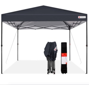 One-Person Setup Instant Pop Up Canopy w/ Wheeled Bag - 10x10ft, Gray