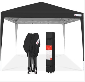 Outdoor Portable Pop Up Canopy Tent w/ Carrying Case, 10x10ft, Black, May Be Missing Hardware